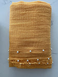 Crinkle-Fringed edges Hijab With Pearls
